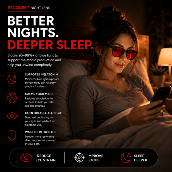Blue Light Blocking Glasses — Orange & Red Lens - Nasal Tape - Pneuma