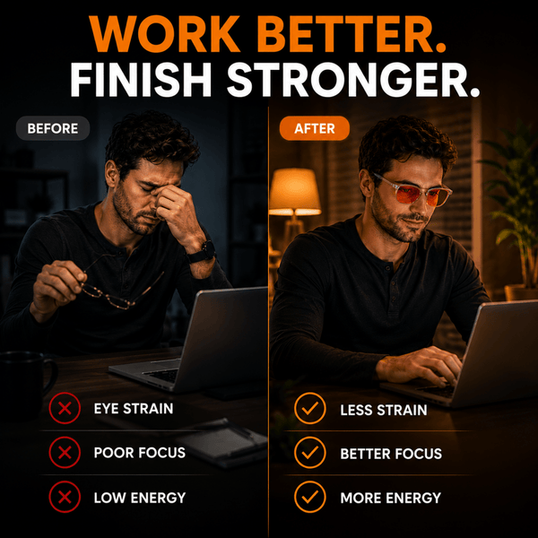 Blue Light Blocking Glasses — Orange & Red Lens - Nasal Tape - Pneuma